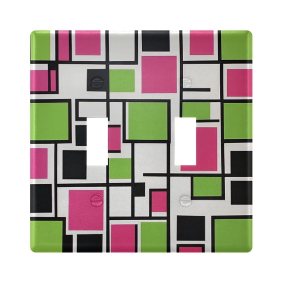 Yayeee Toggle Light Switch Wall Plate 2-Gang 4.56"x4.48" Decorative Outlet Cover, Abstract Geometric