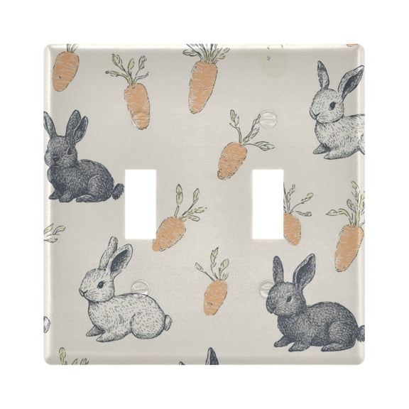 Yayeee Toggle Light Switch Wall Plate 2-Gang 4.56"x4.48" Decorative Outlet Cover, Adorable Bunnies