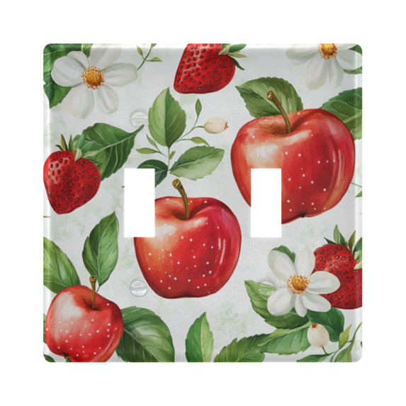 Yayeee Toggle Light Switch Wall Plate 2-Gang 4.56"x4.48" Decorative Outlet Cover, Apple Pattern