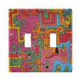 thumbnail image 1 of Yayeee Toggle Light Switch Wall Plate 2-Gang 4.56"x4.48" Decorative Outlet Cover, Art City, 1 of 7