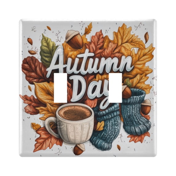 Yayeee Toggle Light Switch Wall Plate 2-Gang 4.56"x4.48" Decorative Outlet Cover, Autumn Day Pattern