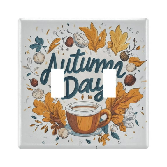 Yayeee Toggle Light Switch Wall Plate 2-Gang 4.56"x4.48" Decorative Outlet Cover, Autumn Day with Cocoa Pattern