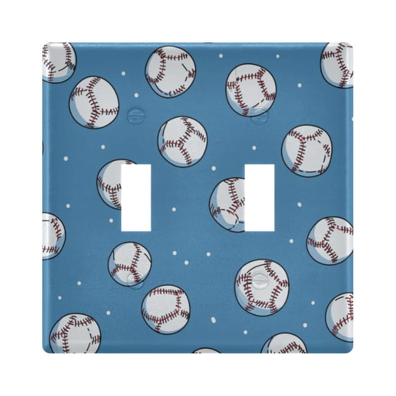 Yayeee Toggle Light Switch Wall Plate 2-Gang 4.56"x4.48" Decorative Outlet Cover, Baseballs Pattern