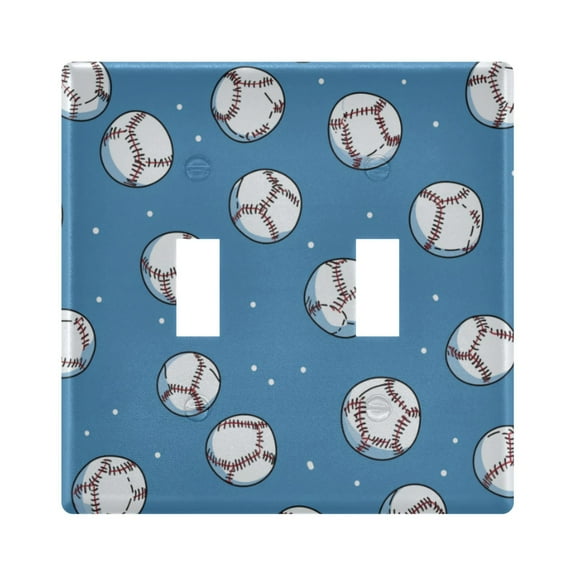 Yayeee Toggle Light Switch Wall Plate 2-Gang 4.56"x4.48" Decorative Outlet Cover, Baseballs Pattern