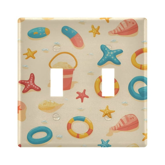 Yayeee Toggle Light Switch Wall Plate 2-Gang 4.56"x4.48" Decorative Outlet Cover, Beach Pattern