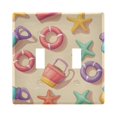 thumbnail image 1 of Yayeee Toggle Light Switch Wall Plate 2-Gang 4.56"x4.48" Decorative Outlet Cover, Beach Toys Pattern, 1 of 7