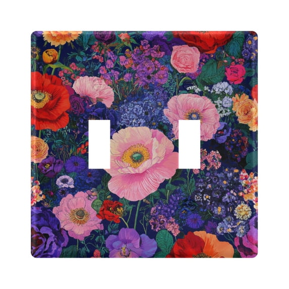 Yayeee Toggle Light Switch Wall Plate 2-Gang 4.56"x4.48" Decorative Outlet Cover, Beautiful Floral Pattern