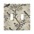 thumbnail image 1 of Yayeee Toggle Light Switch Wall Plate 2-Gang 4.56"x4.48" Decorative Outlet Cover, Beige Birds, 1 of 7