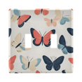 thumbnail image 1 of Yayeee Toggle Light Switch Wall Plate 2-Gang 4.56"x4.48" Decorative Outlet Cover, Beige Butterflies, 1 of 7
