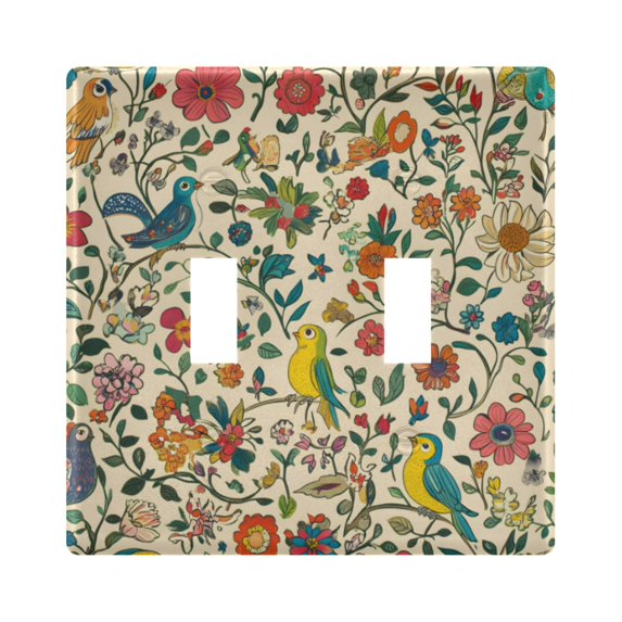 Yayeee Toggle Light Switch Wall Plate 2-Gang 4.56"x4.48" Decorative Outlet Cover, Beige Cartoon Animals