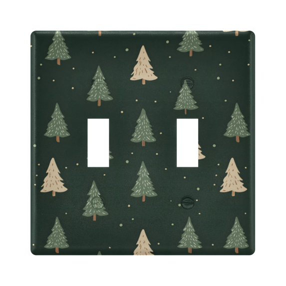 Yayeee Toggle Light Switch Wall Plate 2-Gang 4.56"x4.48" Decorative Outlet Cover, Beige Christmas Trees