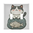 thumbnail image 1 of Yayeee Toggle Light Switch Wall Plate 2-Gang 4.56"x4.48" Decorative Outlet Cover, Beige Cute Cat, 1 of 7