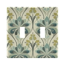 Yayeee Toggle Light Switch Wall Plate 2-Gang 4.56"x4.48" Decorative Outlet Cover, Beige Floral Pattern