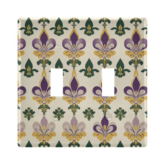 Yayeee Toggle Light Switch Wall Plate 2-Gang 4.56"x4.48" Decorative Outlet Cover, Beige Floral Pattern