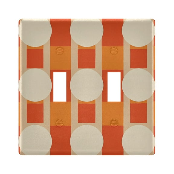 Yayeee Toggle Light Switch Wall Plate 2-Gang 4.56"x4.48" Decorative Outlet Cover, Beige Geometric Circles