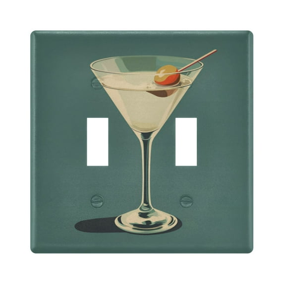 Yayeee Toggle Light Switch Wall Plate 2-Gang 4.56"x4.48" Decorative Outlet Cover, Beige Martini