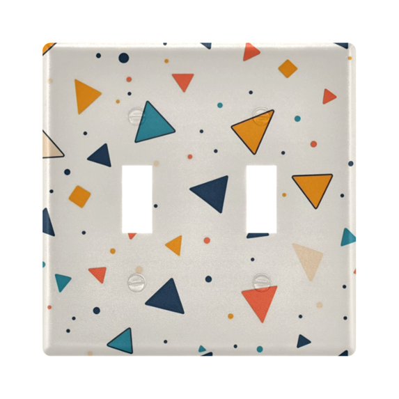 Yayeee Toggle Light Switch Wall Plate 2-Gang 4.56"x4.48" Decorative Outlet Cover, Beige Simple Shapes