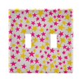 thumbnail image 1 of Yayeee Toggle Light Switch Wall Plate 2-Gang 4.56"x4.48" Decorative Outlet Cover, Beige Stars, 1 of 7