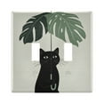 thumbnail image 1 of Yayeee Toggle Light Switch Wall Plate 2-Gang 4.56"x4.48" Decorative Outlet Cover, Black Cat Umbrella, 1 of 7