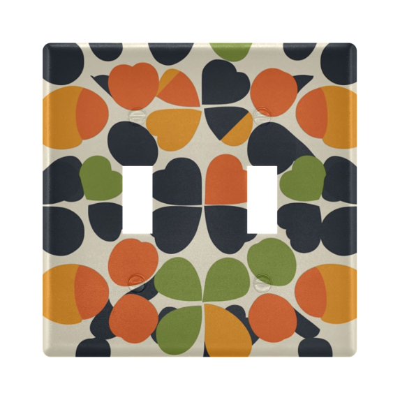 Yayeee Toggle Light Switch Wall Plate 2-Gang 4.56"x4.48" Decorative Outlet Cover, Black Clover Pattern
