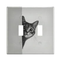 Yayeee Toggle Light Switch Wall Plate 2-Gang 4.56"x4.48" Decorative Outlet Cover, Black Cute Cat