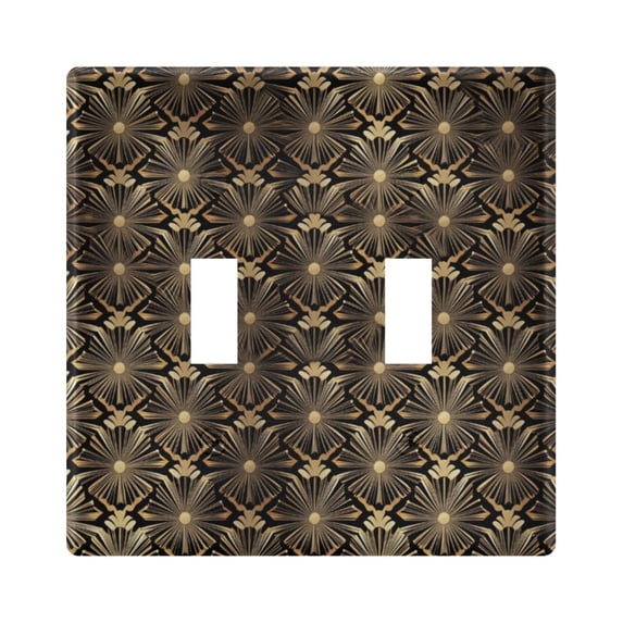 Yayeee Toggle Light Switch Wall Plate 2-Gang 4.56"x4.48" Decorative Outlet Cover, Black Floral Pattern