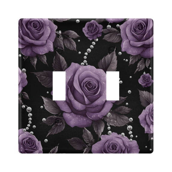 Yayeee Toggle Light Switch Wall Plate 2-Gang 4.56"x4.48" Decorative Outlet Cover, Black Roses