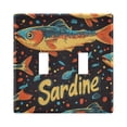 thumbnail image 1 of Yayeee Toggle Light Switch Wall Plate 2-Gang 4.56"x4.48" Decorative Outlet Cover, Black Sardines Pattern, 1 of 7