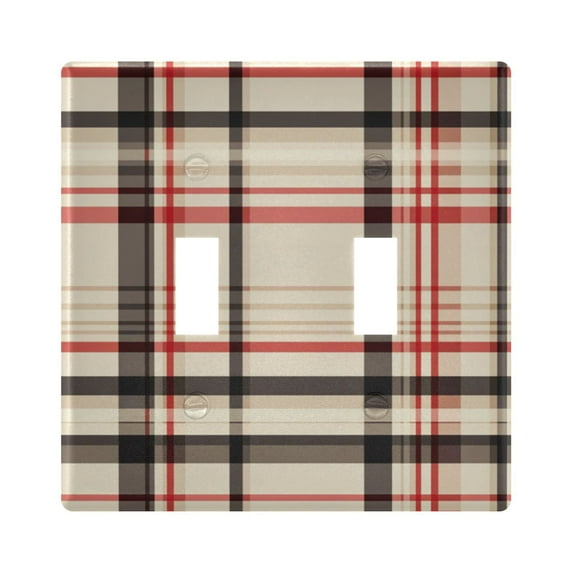 Yayeee Toggle Light Switch Wall Plate 2-Gang 4.56"x4.48" Decorative Outlet Cover, Black Tartan