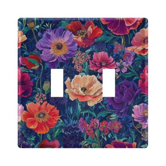Yayeee Toggle Light Switch Wall Plate 2-Gang 4.56"x4.48" Decorative Outlet Cover, Blooming Flowers Pattern