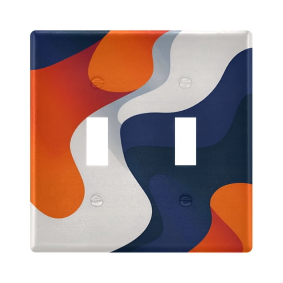 Yayeee Toggle Light Switch Wall Plate 2-Gang 4.56"x4.48" Decorative Outlet Cover, Blue Abstract Wavy