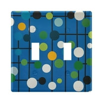 Yayeee Toggle Light Switch Wall Plate 2-Gang 4.56"x4.48" Decorative Outlet Cover, Blue Abstract
