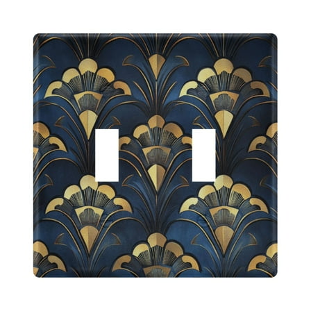 Yayeee Toggle Light Switch Wall Plate 2-Gang 4.56"x4.48" Decorative Outlet Cover, Blue Art Pattern
