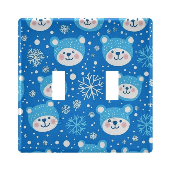 Yayeee Toggle Light Switch Wall Plate 2-Gang 4.56"x4.48" Decorative Outlet Cover, Blue Bears