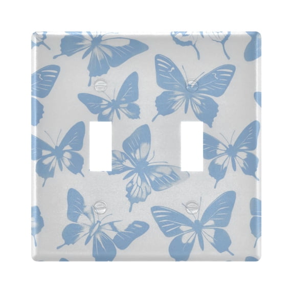Yayeee Toggle Light Switch Wall Plate 2-Gang 4.56"x4.48" Decorative Outlet Cover, Blue Butterfly