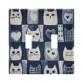 thumbnail image 1 of Yayeee Toggle Light Switch Wall Plate 2-Gang 4.56"x4.48" Decorative Outlet Cover, Blue Cats and Hearts, 1 of 7