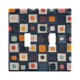 thumbnail image 1 of Yayeee Toggle Light Switch Wall Plate 2-Gang 4.56"x4.48" Decorative Outlet Cover, Blue Circle Mosaic, 1 of 7