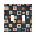 thumbnail image 1 of Yayeee Toggle Light Switch Wall Plate 2-Gang 4.56"x4.48" Decorative Outlet Cover, Blue Circle Mosaic, 1 of 7