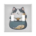 thumbnail image 1 of Yayeee Toggle Light Switch Wall Plate 2-Gang 4.56"x4.48" Decorative Outlet Cover, Blue Cute Cat, 1 of 7