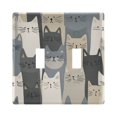 thumbnail image 1 of Yayeee Toggle Light Switch Wall Plate 2-Gang 4.56"x4.48" Decorative Outlet Cover, Blue Cute Cats, 1 of 7