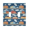 thumbnail image 1 of Yayeee Toggle Light Switch Wall Plate 2-Gang 4.56"x4.48" Decorative Outlet Cover, Blue Cute Train Pattern, 1 of 7