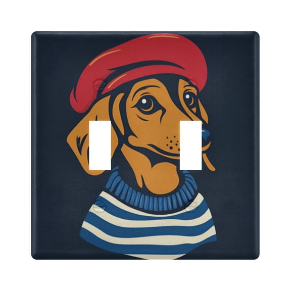 Yayeee Toggle Light Switch Wall Plate 2-Gang 4.56"x4.48" Decorative Outlet Cover, Blue Dog Artist