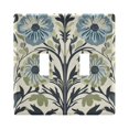 thumbnail image 1 of Yayeee Toggle Light Switch Wall Plate 2-Gang 4.56"x4.48" Decorative Outlet Cover, Blue Floral Pattern, 1 of 7