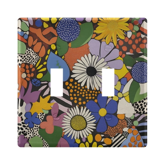 Yayeee Toggle Light Switch Wall Plate 2-Gang 4.56"x4.48" Decorative Outlet Cover, Blue Floral