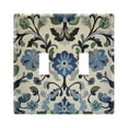 thumbnail image 1 of Yayeee Toggle Light Switch Wall Plate 2-Gang 4.56"x4.48" Decorative Outlet Cover, Blue Floral, 1 of 7