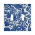 thumbnail image 1 of Yayeee Toggle Light Switch Wall Plate 2-Gang 4.56"x4.48" Decorative Outlet Cover, Blue Garden Pattern, 1 of 7