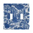 thumbnail image 1 of Yayeee Toggle Light Switch Wall Plate 2-Gang 4.56"x4.48" Decorative Outlet Cover, Blue Garden Pattern, 1 of 7