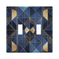 thumbnail image 1 of Yayeee Toggle Light Switch Wall Plate 2-Gang 4.56"x4.48" Decorative Outlet Cover, Blue Geometric Pattern, 1 of 7
