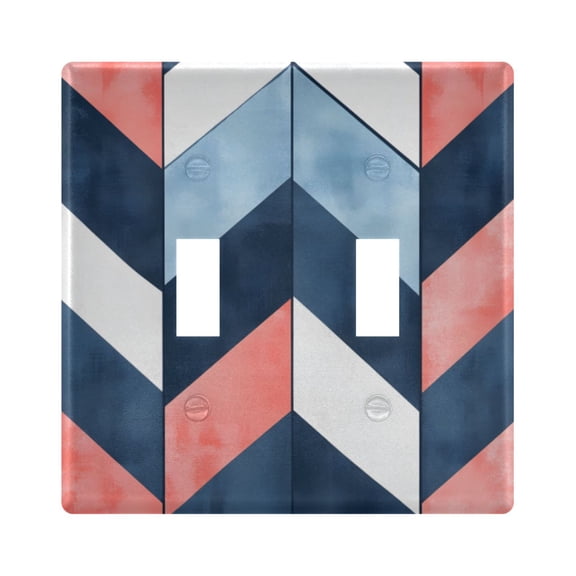 Yayeee Toggle Light Switch Wall Plate 2-Gang 4.56"x4.48" Decorative Outlet Cover, Blue Geometric