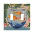 thumbnail image 1 of Yayeee Toggle Light Switch Wall Plate 2-Gang 4.56"x4.48" Decorative Outlet Cover, Blue Goldfish Bowl, 1 of 7